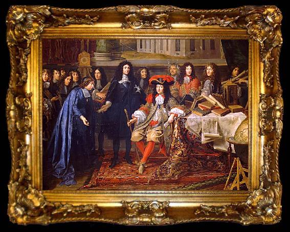 framed  unknow artist Colbert Presenting the Members of the Royal Academy of Sciences to Louis XIV in 1667, ta009-2
